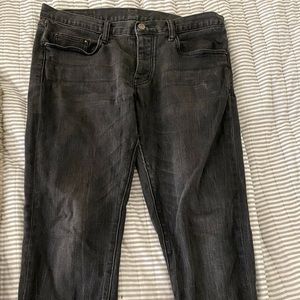 Black straight legged denim jeans